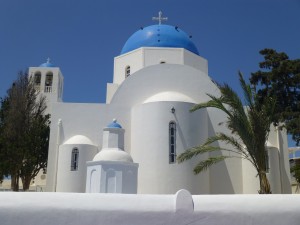 Santorini blue church